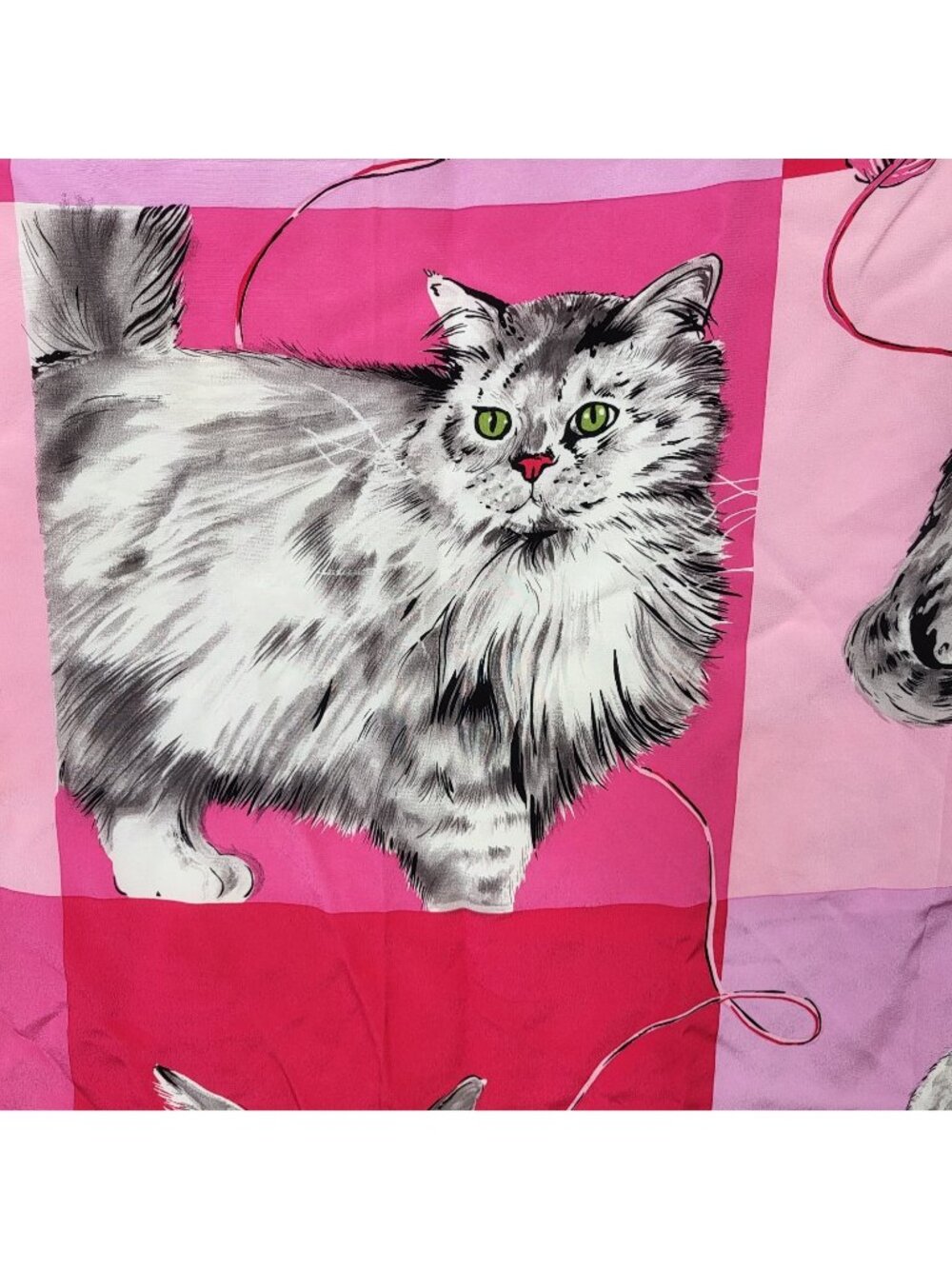 Beautiful Silk Scarf Kitty Cat Kitten Silk pink No tag Diane Gilman